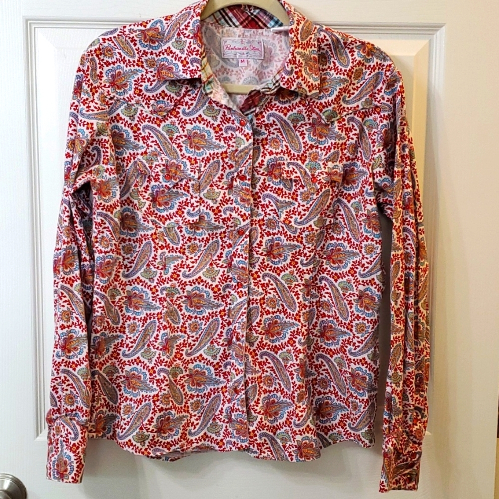 Panhandle Slim Woman's Western Button down shirt Size M
